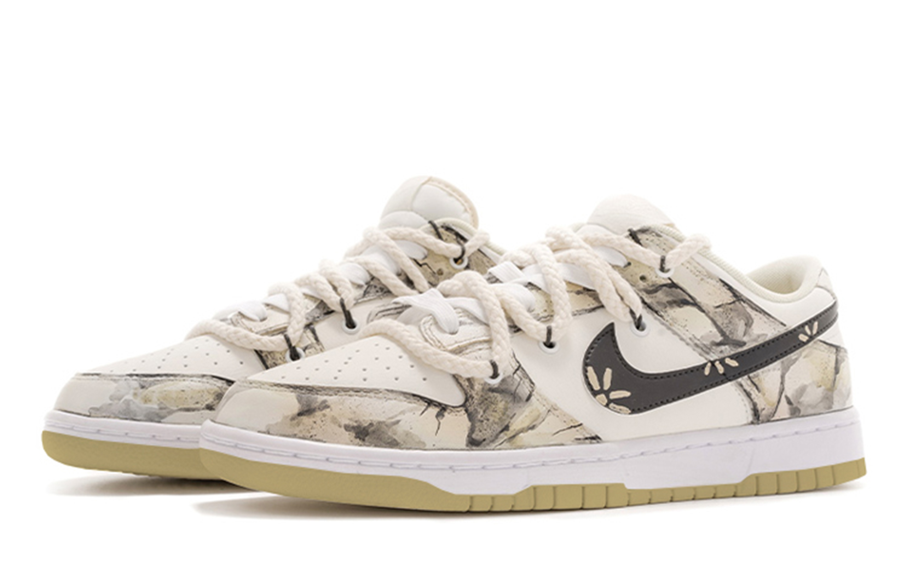 Shop 나이키 덩크 로우 '노동절 휴가 크랙 타이다이' 커스텀 DJ6188-100(TeamR-男款手绘裂纹白S-BOX)