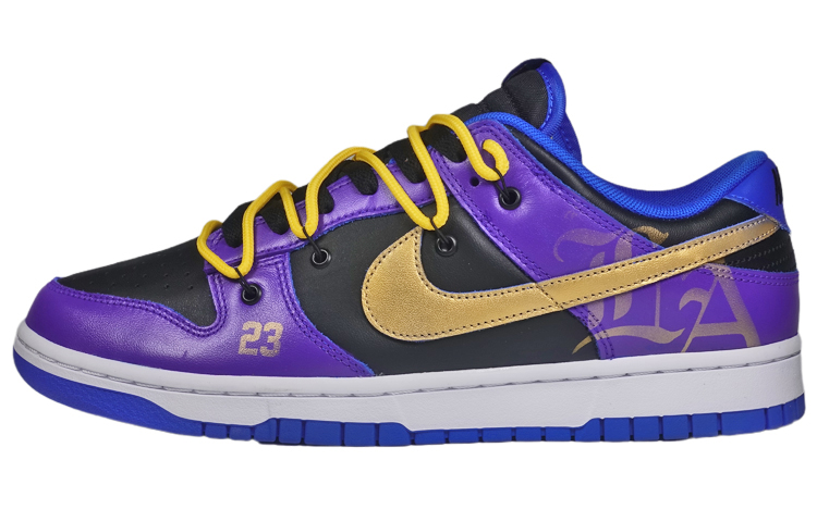 [Custom Shoes] Nike Dunk Low 'Lakers Los Angeles - Kobe LeBron Deconstructed Laces Hand-Painted'
