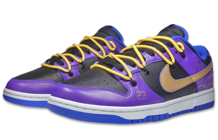 Lookbook 【定製球鞋】 Nike Dunk Low 湖人洛杉磯 科比詹姆斯 解構鞋帶 手繪噴繪 低幫 板鞋 男款 紫金