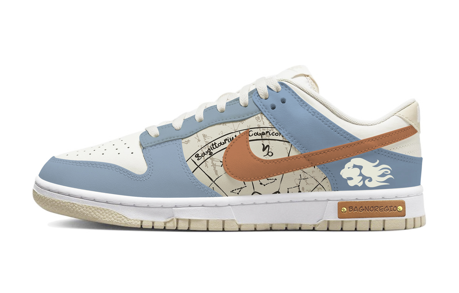 [Zapatillas Personalizadas] Nike Dunk Low 'Leo Zodiac Blanco-Azul-Marrón'  DV0831-003(Team48-狮子座)