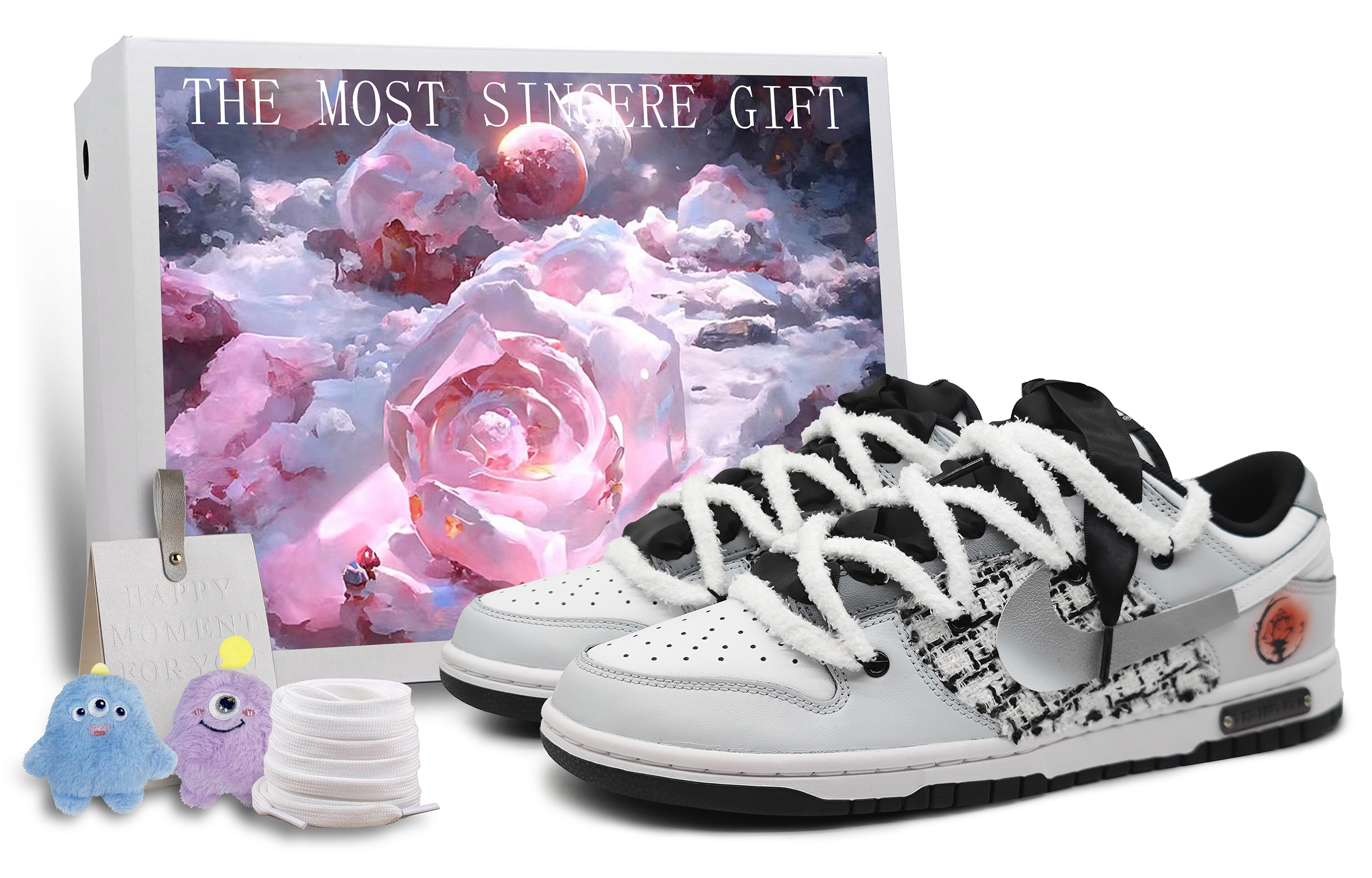 Buy 【客製球鞋】Nike Dunk 壹心製造 一心一意 眷戀 小香風 解構雙鞋帶 520專屬鞋盒 低筒 滑板鞋 男款 淺灰