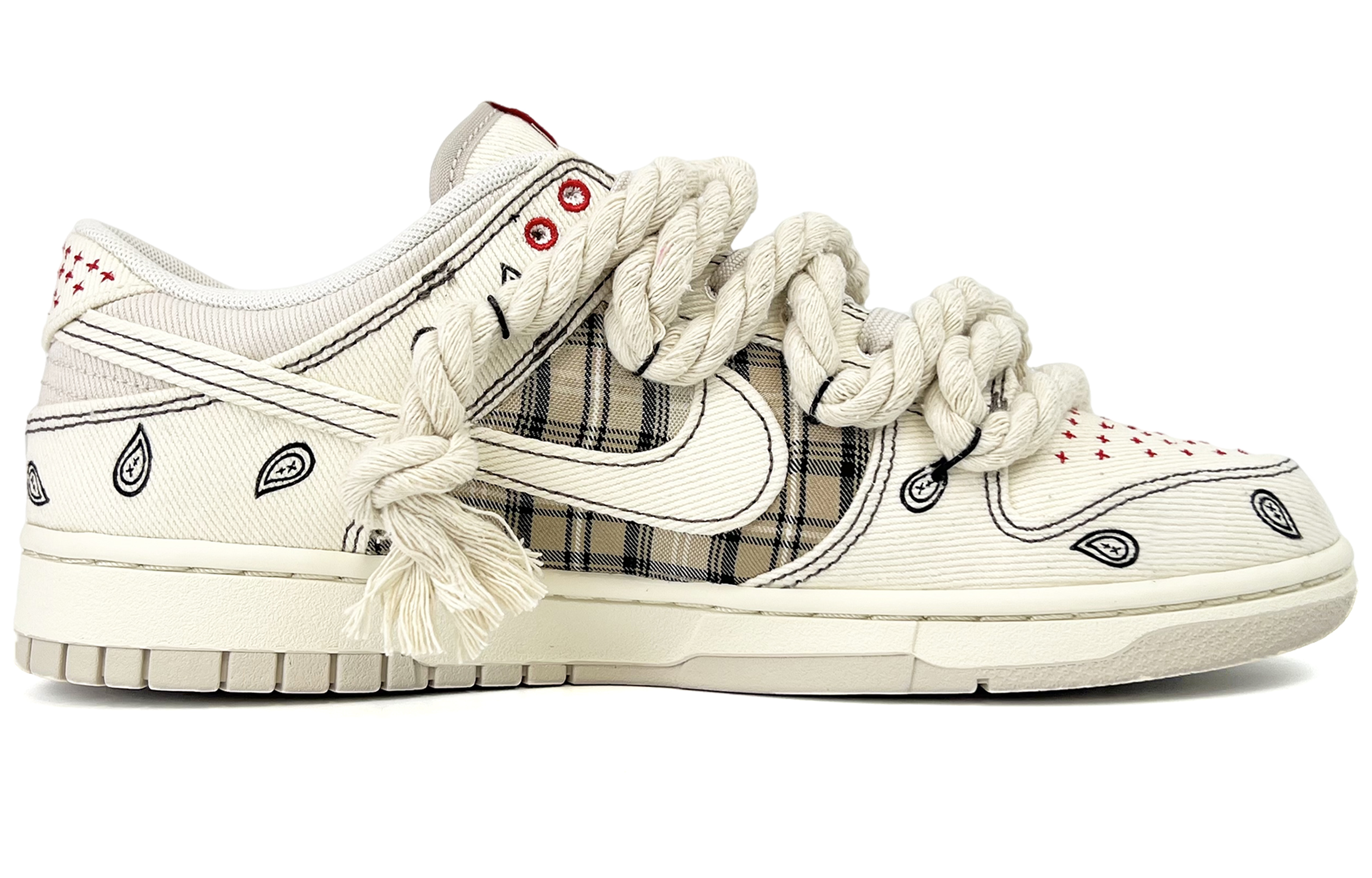 Order [定制鞋] 耐克Dunk低帮'浅矿棕色佩斯利绳' DV0834-100(Team-45白帆腰果花)