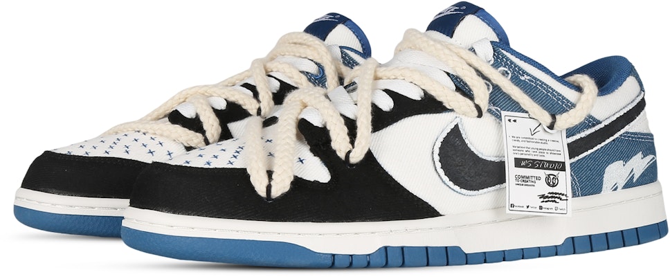 【訂製球鞋】Nike Dunk Low 閃電牛仔 戶外穿搭 高街風 小眾高級 麻繩解構 低幫 板鞋 男女同款 黑白藍 Lookbook 【訂製球鞋】Nike Dunk Low 閃電牛仔 戶外穿搭 高街風 小眾高級 麻繩解構 低幫 板鞋 男女同款 黑白藍