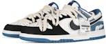 Lookbook 【訂製球鞋】Nike Dunk Low 閃電牛仔 戶外穿搭 高街風 小眾高級 麻繩解構 低幫 板鞋 男女同款 黑白藍