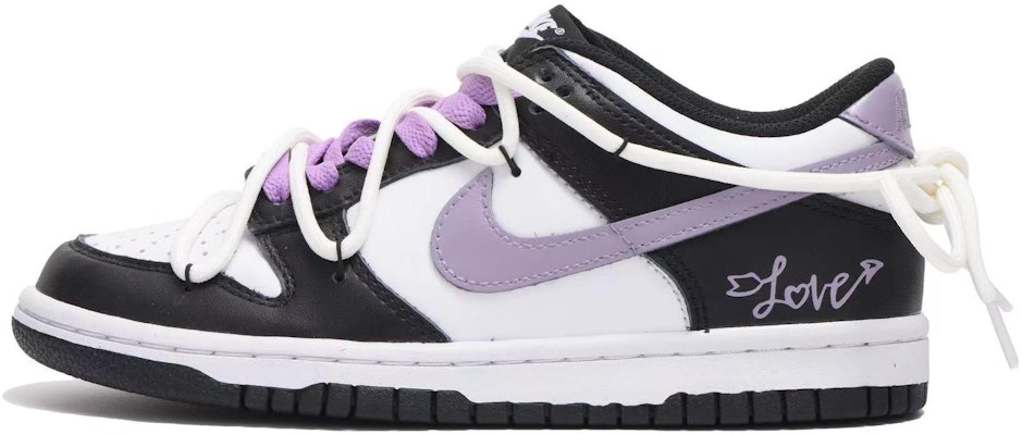 【訂製球鞋】 Nike Dunk Low 復古學院風 塗鴉 低幫 板鞋 GS 丁香紫黑 Buy 【訂製球鞋】 Nike Dunk Low 復古學院風 塗鴉 低幫 板鞋 GS 丁香紫黑