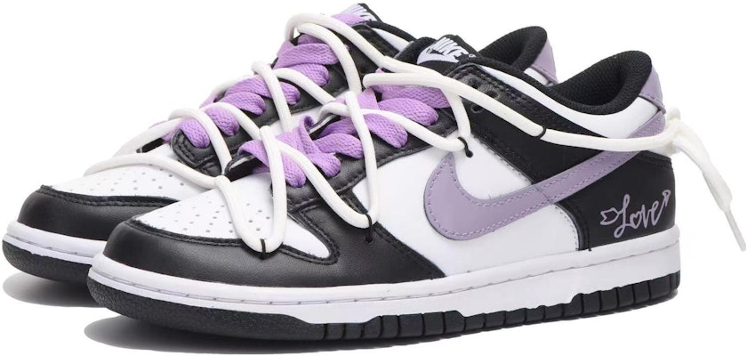 【訂製球鞋】 Nike Dunk Low 復古學院風 塗鴉 低幫 板鞋 GS 丁香紫黑 Lookbook 【訂製球鞋】 Nike Dunk Low 復古學院風 塗鴉 低幫 板鞋 GS 丁香紫黑