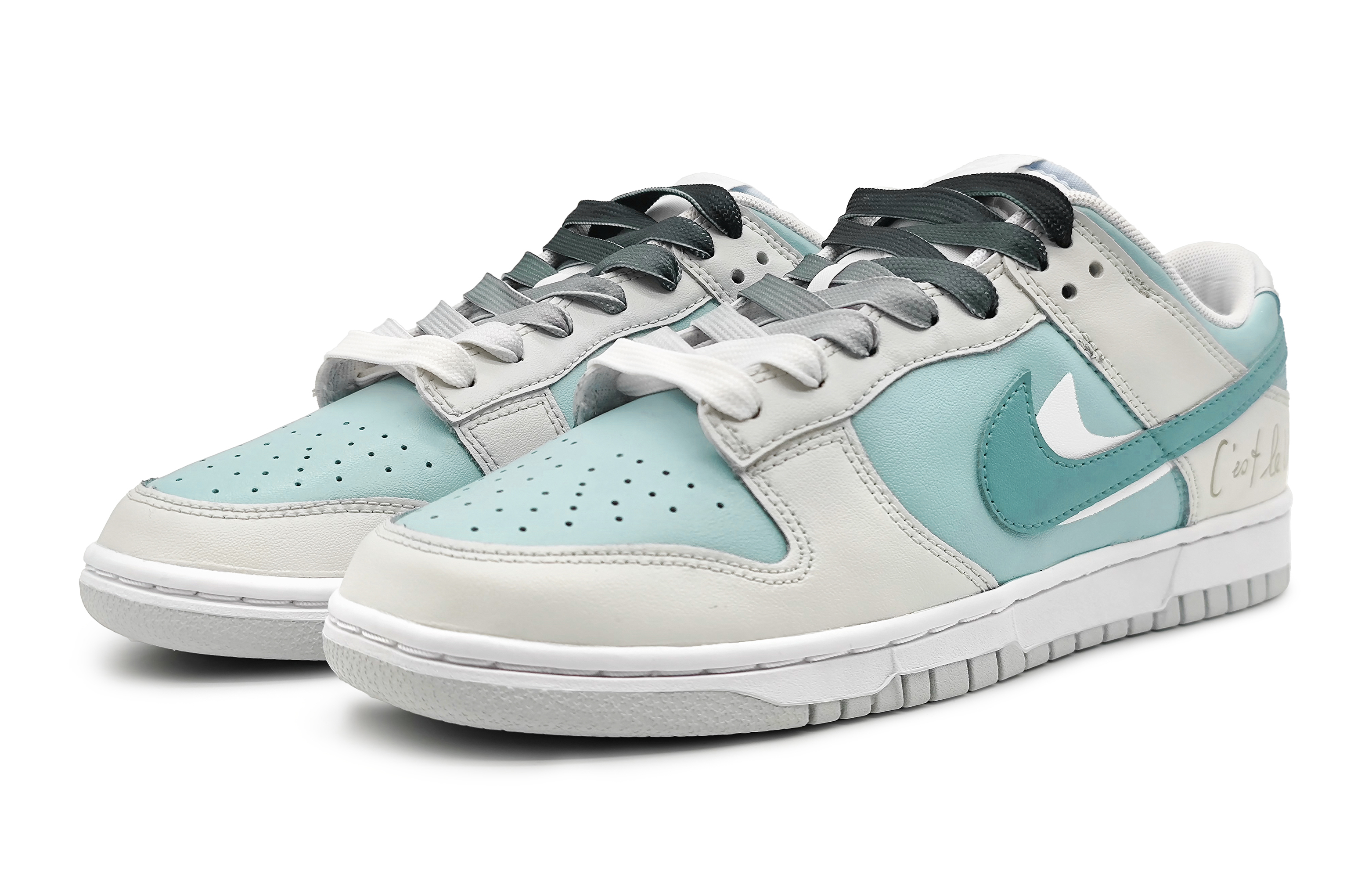 Lookbook 【訂製球鞋】 Nike Dunk Low 朦朧香草 青檸初夏 簡約小清新 雙勾 低筒 板鞋 GS 藍綠