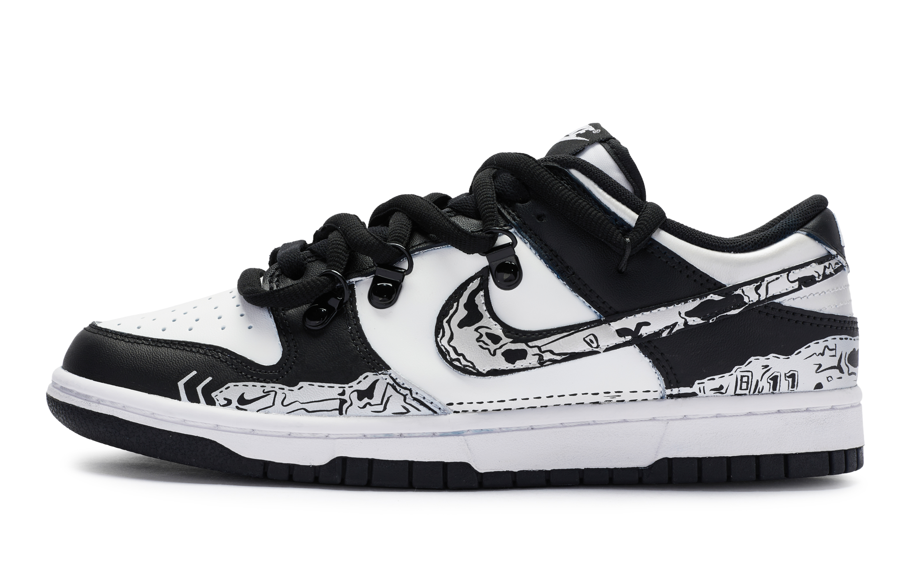 Buy [Kasut Custom] Nike Dunk Low 'Liquid Mecha Hitam Perak Putih' CW1590-100-460361