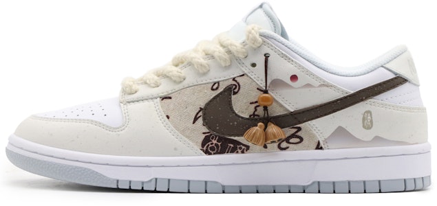 【定制球鞋】Nike Dunk Low 紙落雲煙 戶外穿搭 中國風 復古做舊 藕花 麻繩 低幫 板鞋 男款 米灰白 Buy 【定制球鞋】Nike Dunk Low 紙落雲煙 戶外穿搭 中國風 復古做舊 藕花 麻繩 低幫 板鞋 男款 米灰白