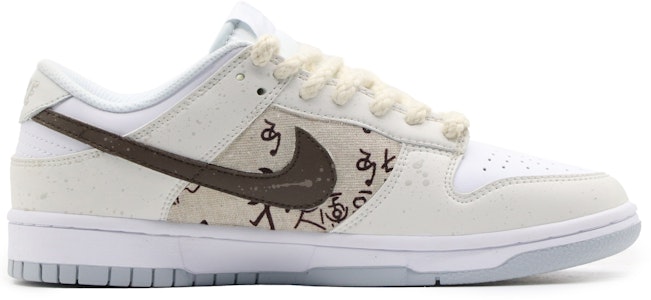【定制球鞋】Nike Dunk Low 紙落雲煙 戶外穿搭 中國風 復古做舊 藕花 麻繩 低幫 板鞋 男款 米灰白 Order 【定制球鞋】Nike Dunk Low 紙落雲煙 戶外穿搭 中國風 復古做舊 藕花 麻繩 低幫 板鞋 男款 米灰白