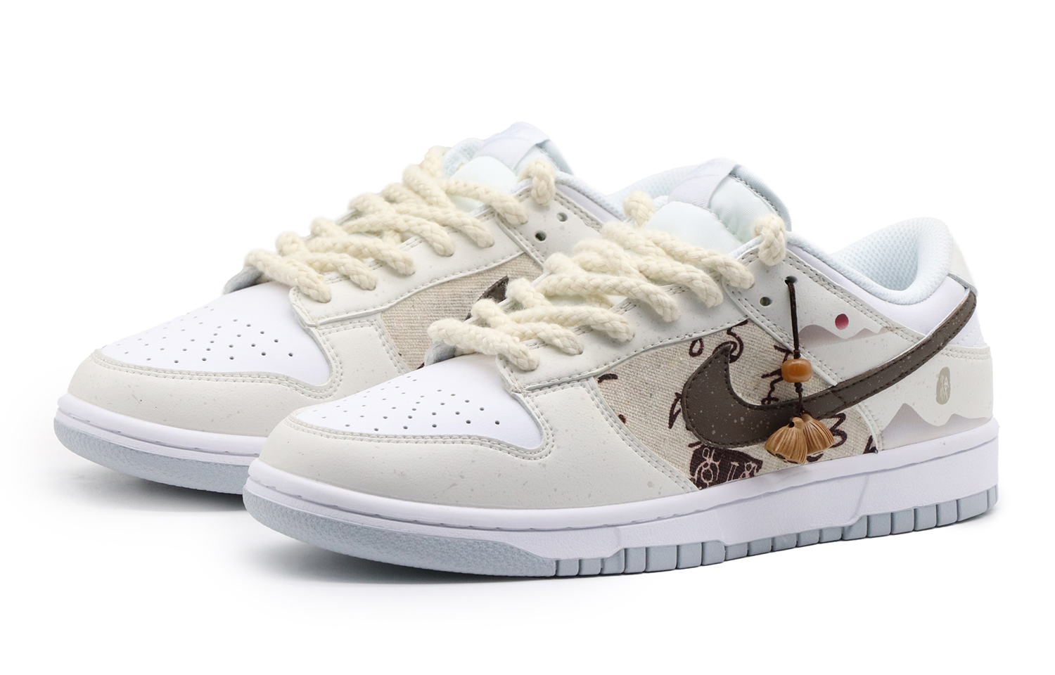 Lookbook ナイキダンクロー「ロータスロープクラウドスモーク」カスタムシューズ DH9765-102(Team57-女款纸落云烟)