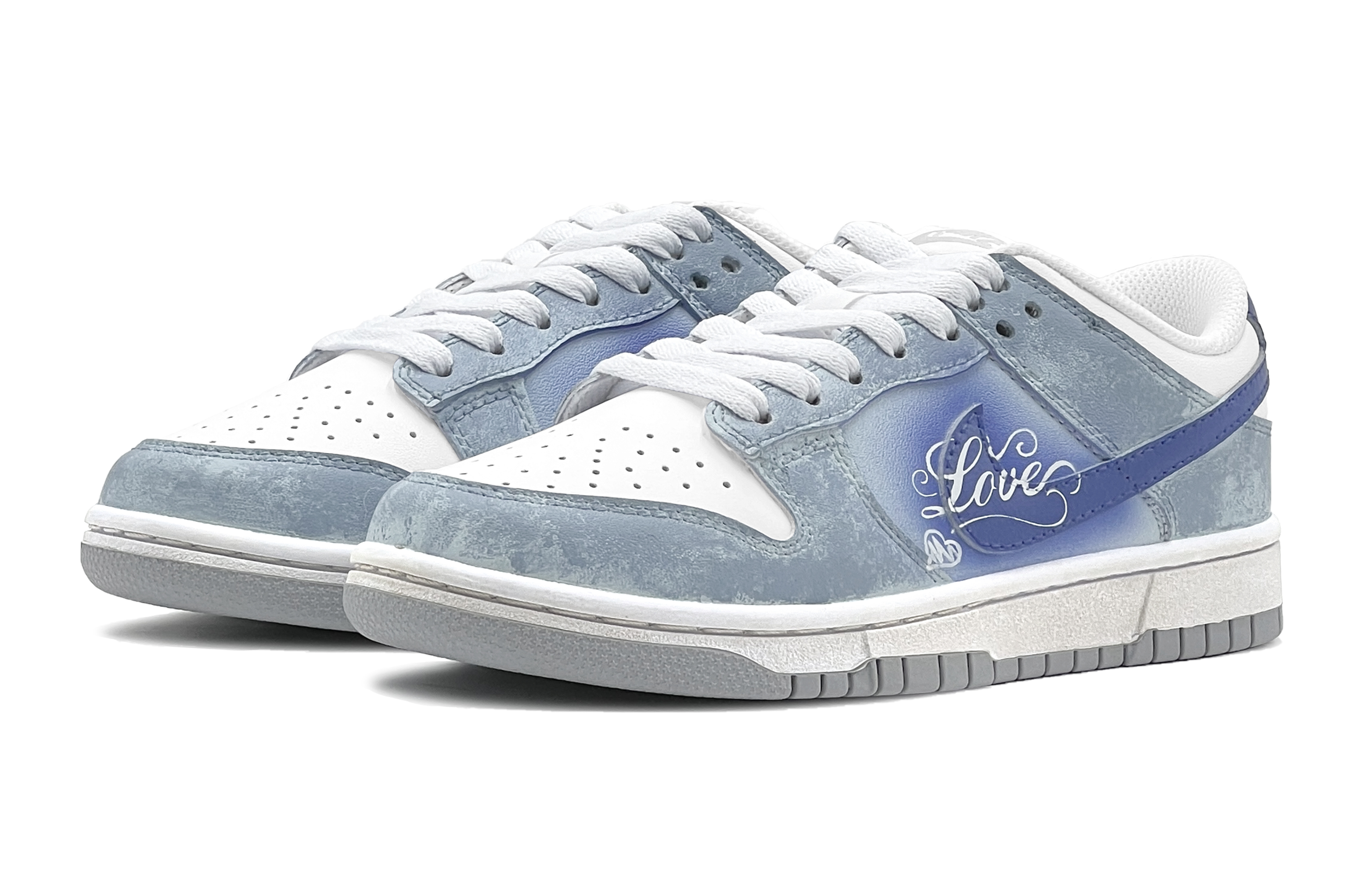 Lookbook [Sneakers Kustom] Nike Dunk Low 'Cinta Abu-abu Biru' DH9765-102(TeamS-灰蓝LOVE女S-BOX)