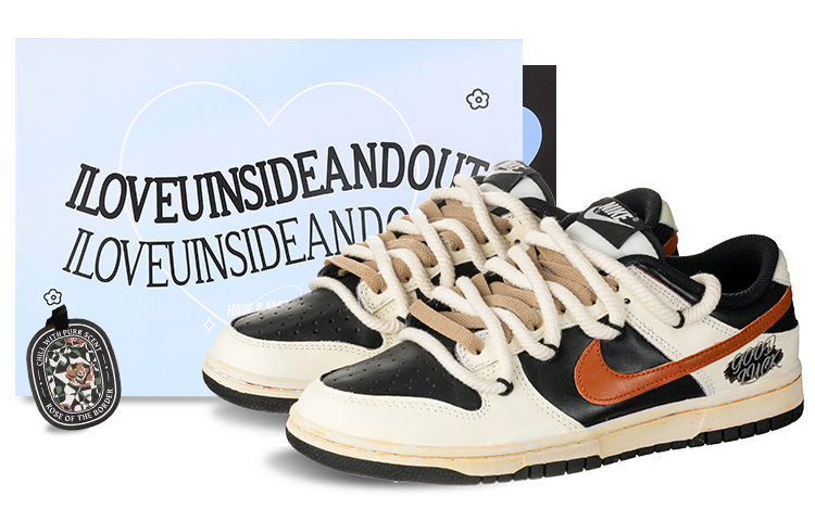 Buy 【客製化球鞋】Nike Dunk Low 幸運反轉 塗鴉 麻繩 解構 復古風格 戶外 小眾 百搭 低筒 板鞋 男款 黑白