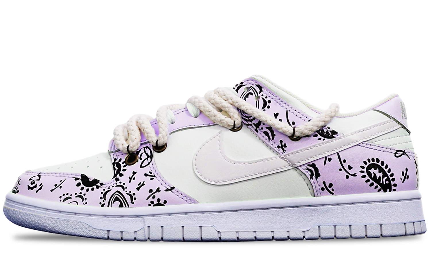 Buy [Zapatos Personalizados] Nike Dunk Low 'Macaron Paisley Vibe' DH9765-100(TeamT-腰果花粉紫白女S-BOX)