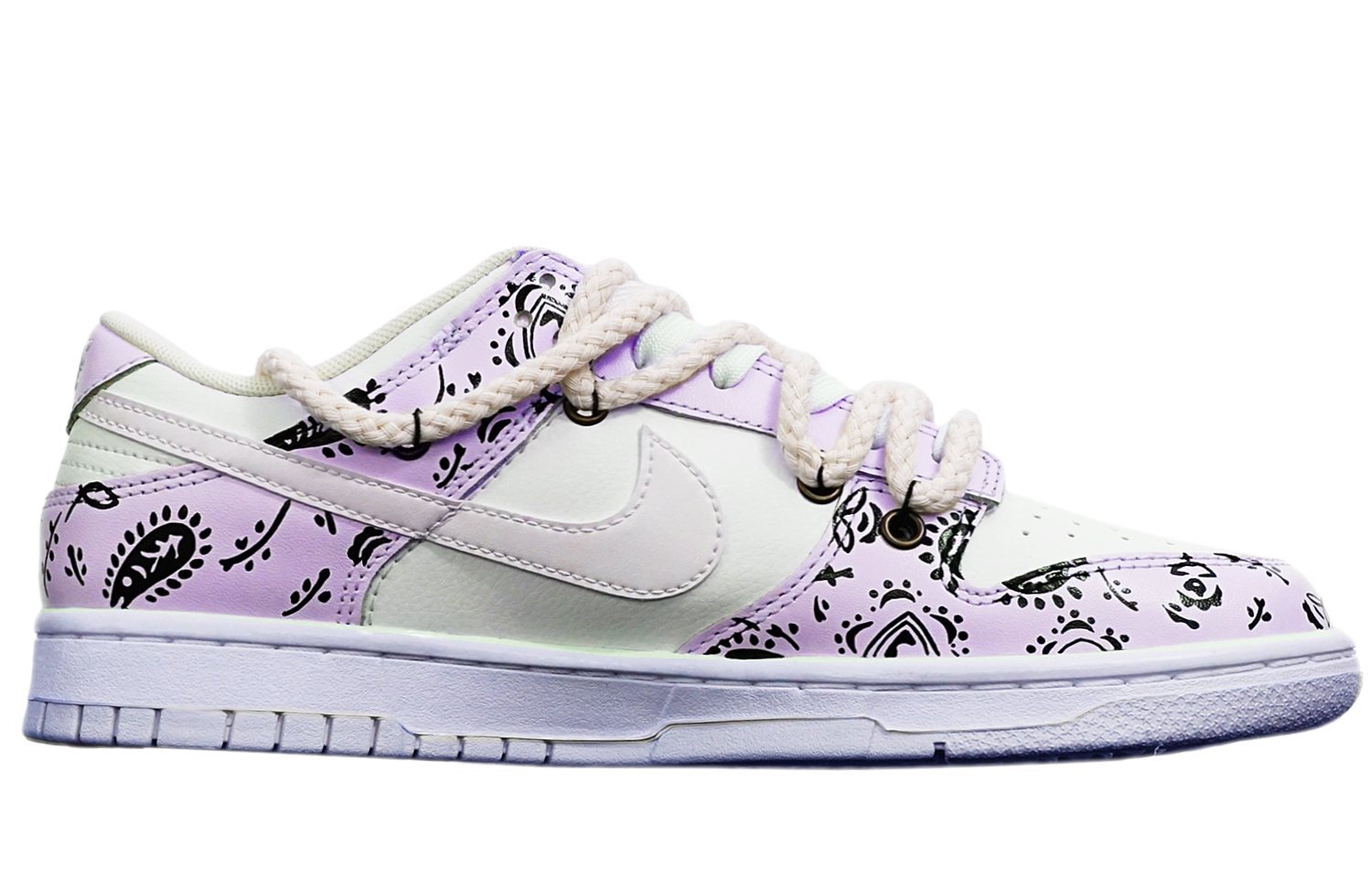 Order [Zapatos Personalizados] Nike Dunk Low 'Macaron Paisley Vibe' DH9765-100(TeamT-腰果花粉紫白女S-BOX)
