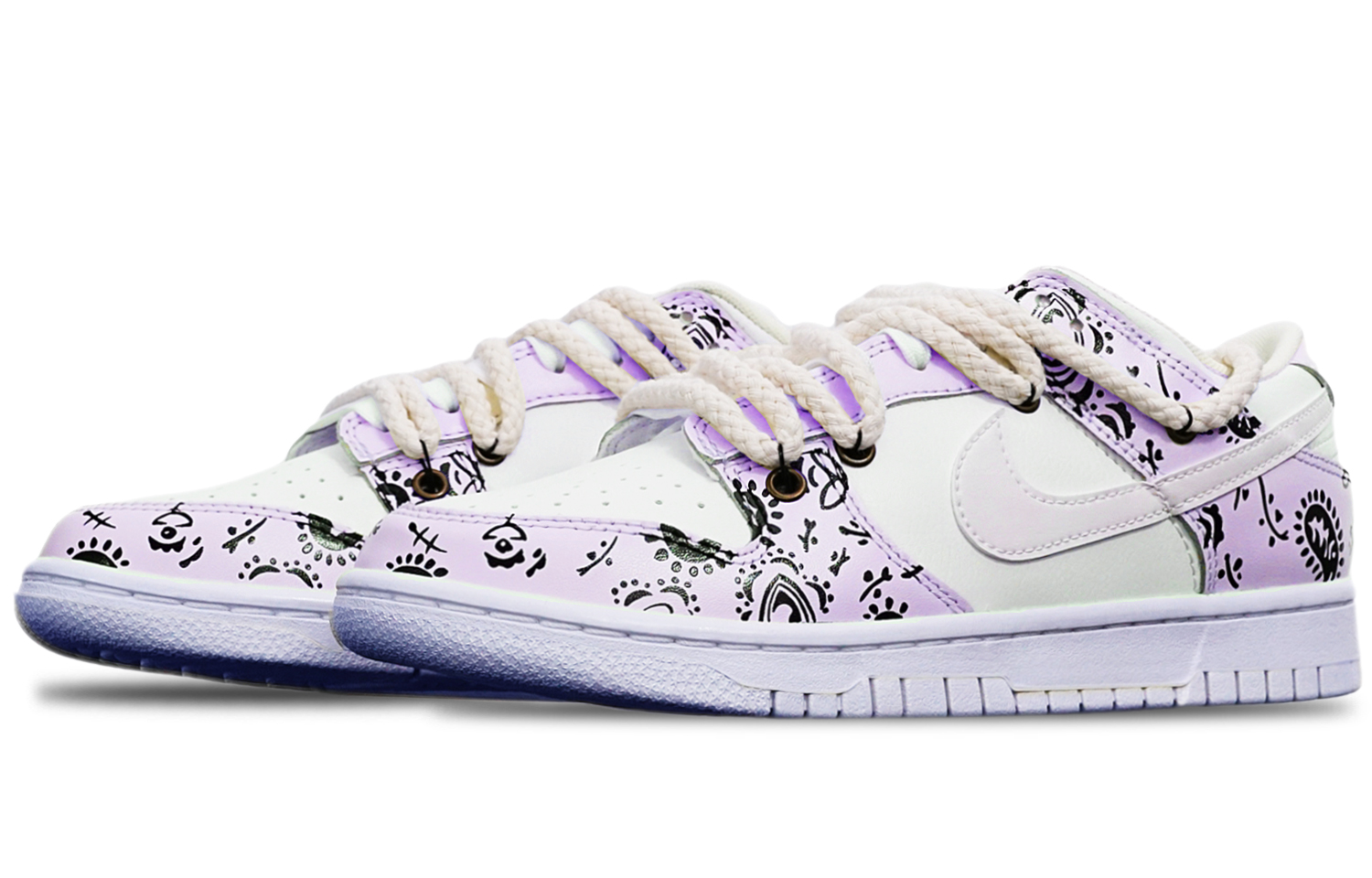 Lookbook [Zapatos Personalizados] Nike Dunk Low 'Macaron Paisley Vibe' DH9765-100(TeamT-腰果花粉紫白女S-BOX)