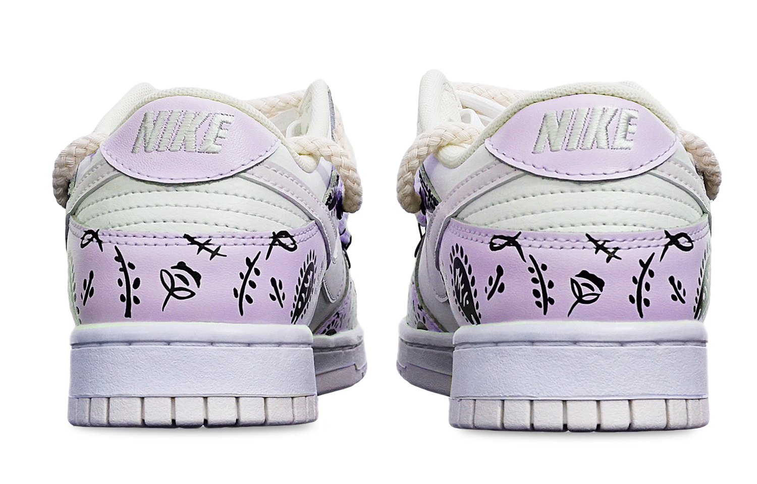 Shop [Zapatos Personalizados] Nike Dunk Low 'Macaron Paisley Vibe' DH9765-100(TeamT-腰果花粉紫白女S-BOX)