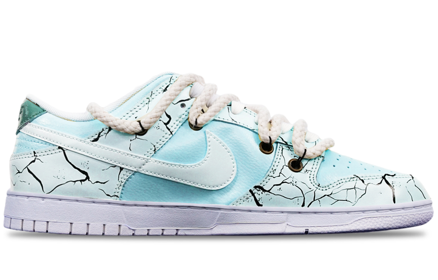 Order 【定製球鞋】 Nike Dunk Low 爆裂紋 馬卡龍 Vibe 解構雙鞋帶 特殊鞋盒 低幫 復古板鞋 GS 藍白