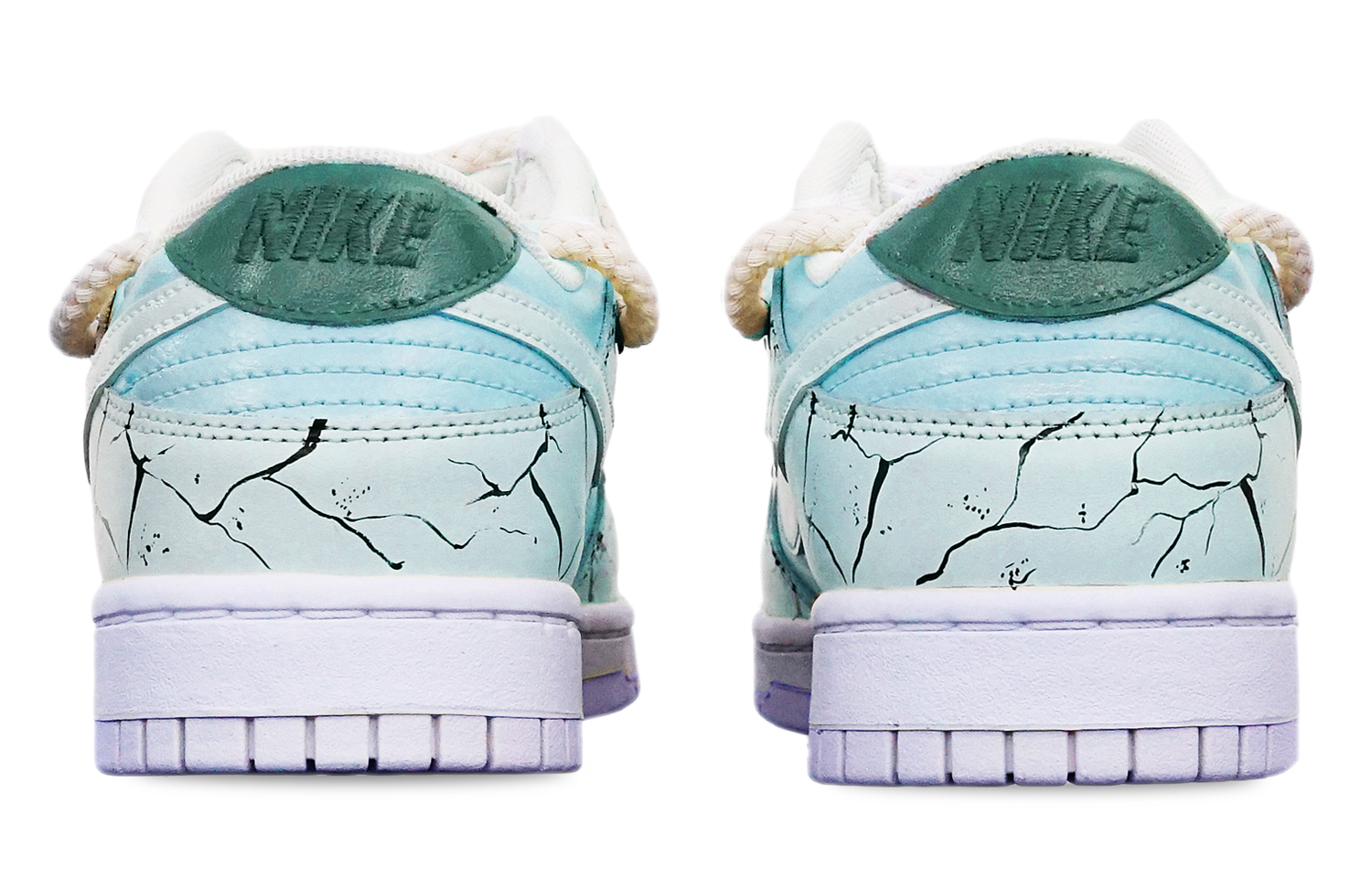 Shop 【定製球鞋】 Nike Dunk Low 爆裂紋 馬卡龍 Vibe 解構雙鞋帶 特殊鞋盒 低幫 復古板鞋 GS 藍白