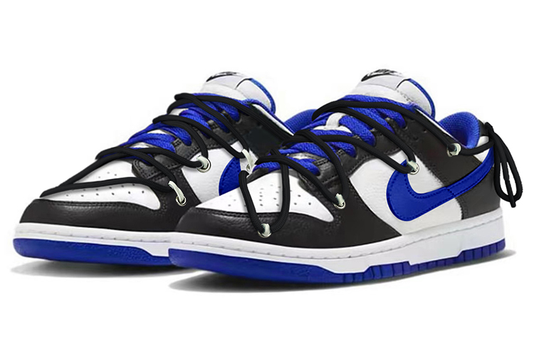 Lookbook [Kasut Custom] Nike Dunk Low 'Mario Retro Hitam Putih Biru' FD9064-110(TeamY-男女款解构复古黑白蓝)