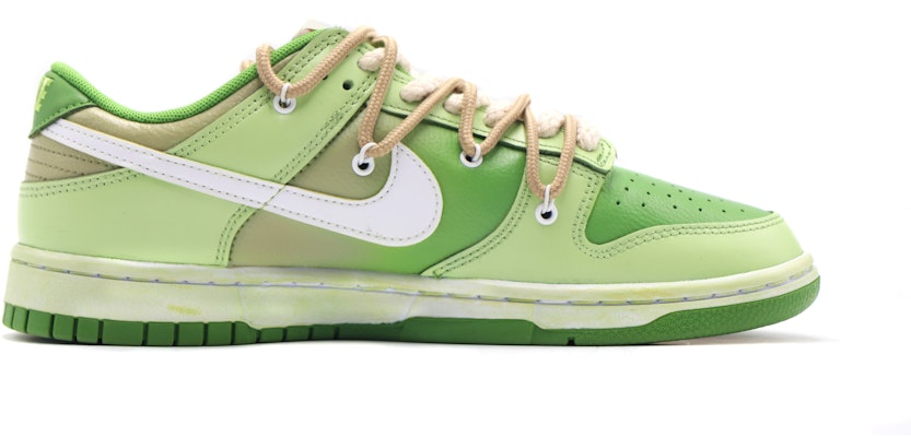 【定製球鞋】 Nike Dunk Low 解構鞋帶 復古做舊 抹茶拉花 皮牌 低幫 板鞋 GS 抹茶綠 Order 【定製球鞋】 Nike Dunk Low 解構鞋帶 復古做舊 抹茶拉花 皮牌 低幫 板鞋 GS 抹茶綠