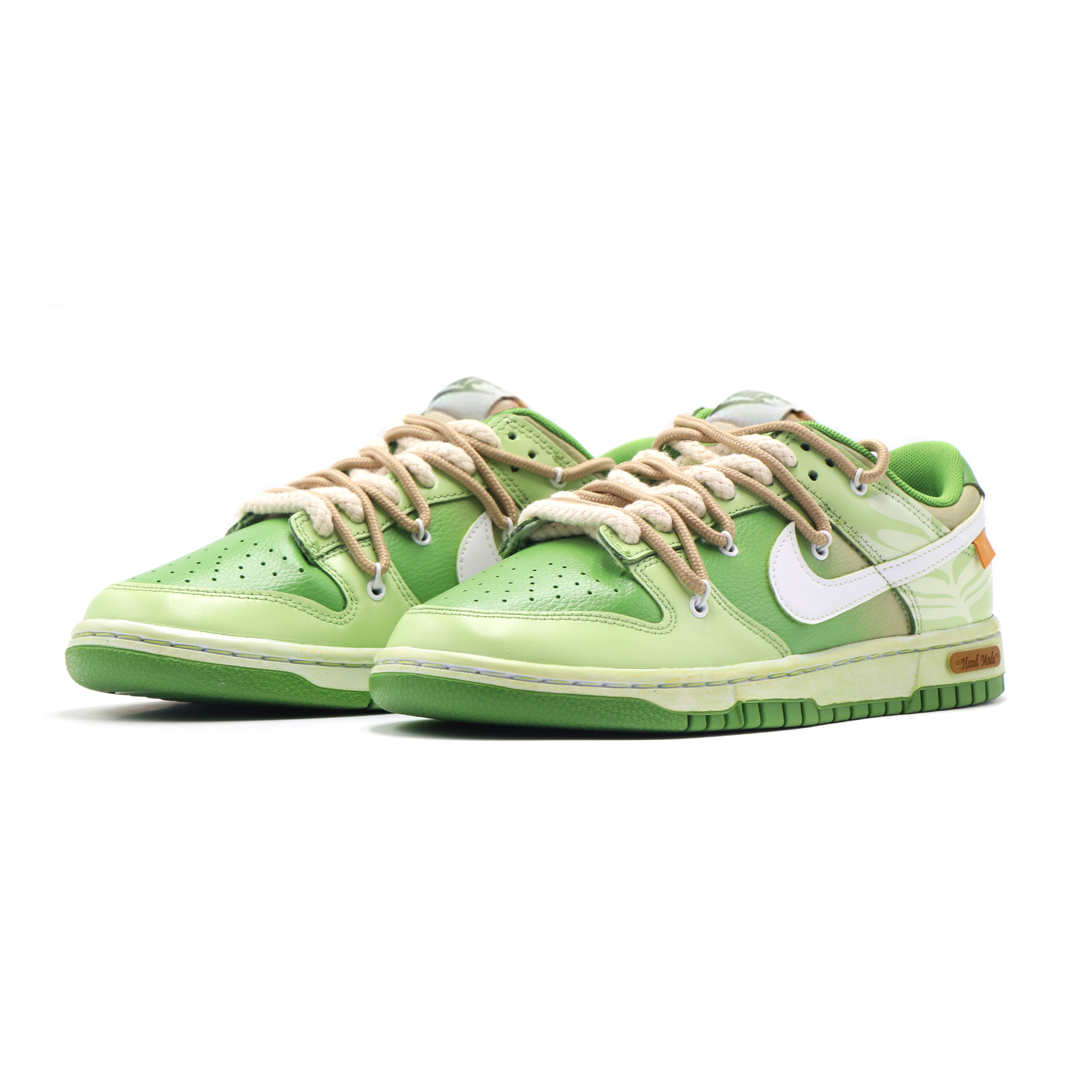 Lookbook 【定製球鞋】 Nike Dunk Low 解構鞋帶 復古做舊 抹茶拉花 皮牌 低幫 板鞋 GS 抹茶綠