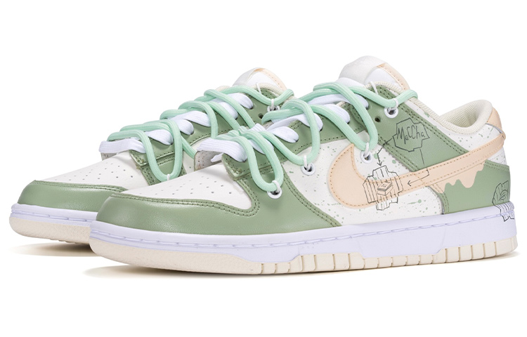 Shop [Kasut Custom] Nike Dunk Low 'Lace Custom Matcha Latte' DJ6188-100(TeamR-男款抹茶拿铁白绿)