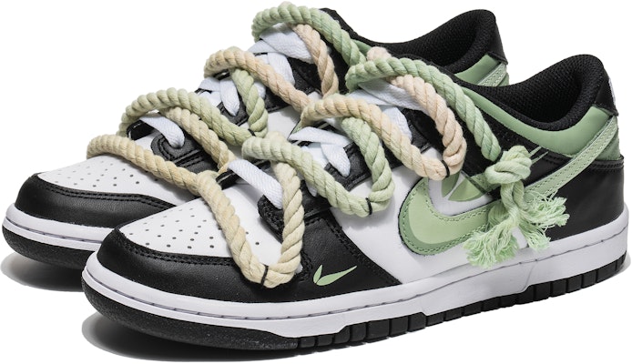 【訂製球鞋】 Nike Dunk Low 抹茶熊貓 簡約百搭 渐變元素 解構雙鞋帶 低筒 板鞋 男款 白綠 Lookbook 【訂製球鞋】 Nike Dunk Low 抹茶熊貓 簡約百搭 渐變元素 解構雙鞋帶 低筒 板鞋 男款 白綠
