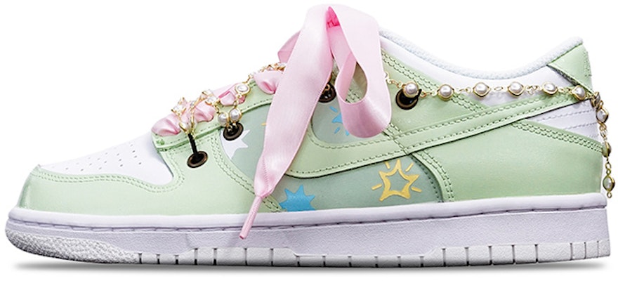 【定制球鞋】Nike Dunk Low 清涼一夏 抹茶星星 Vibe解構 贈送定制鞋帶扣一套 低幫 板鞋 GS 粉綠 Order 【定制球鞋】Nike Dunk Low 清涼一夏 抹茶星星 Vibe解構 贈送定制鞋帶扣一套 低幫 板鞋 GS 粉綠