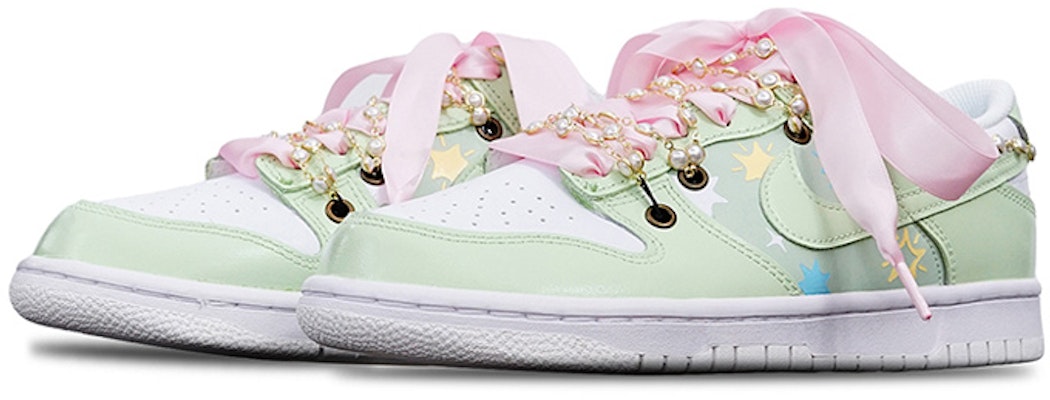 【定制球鞋】Nike Dunk Low 清涼一夏 抹茶星星 Vibe解構 贈送定制鞋帶扣一套 低幫 板鞋 GS 粉綠 Shop 【定制球鞋】Nike Dunk Low 清涼一夏 抹茶星星 Vibe解構 贈送定制鞋帶扣一套 低幫 板鞋 GS 粉綠