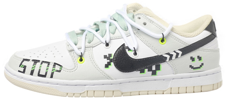 【定製球鞋】Nike Dunk Low 元宇宙主題 機甲設計 結構鞋帶 Vibe風 馬賽克笑臉 STOP 箭頭 低幫 板鞋 男款 白黑 Buy 【定製球鞋】Nike Dunk Low 元宇宙主題 機甲設計 結構鞋帶 Vibe風 馬賽克笑臉 STOP 箭頭 低幫 板鞋 男款 白黑
