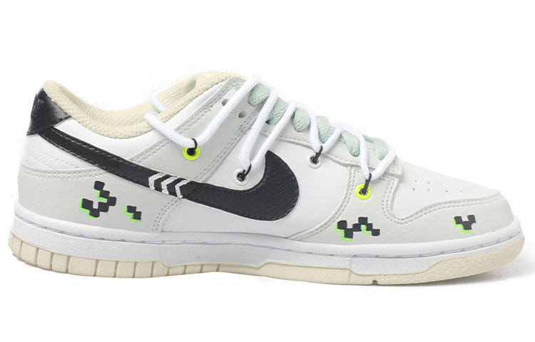 Order 【定製球鞋】Nike Dunk Low 元宇宙主題 機甲設計 結構鞋帶 Vibe風 馬賽克笑臉 STOP 箭頭 低幫 板鞋 男款 白黑