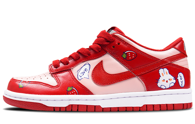 Lookbook [Kasut Custom] Nike Dunk Rendah 'Kelabu Sederhana Strawberry Bunny & Bear' CW1590-002(TeamP-女款草莓兔草莓熊粉红色)
