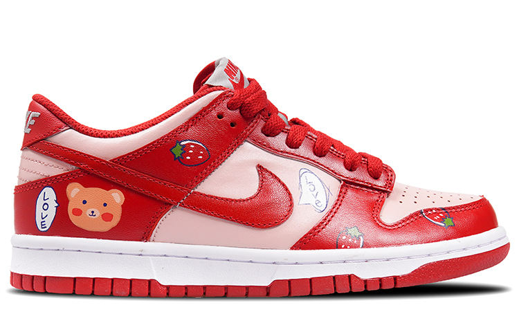 Shop [Kasut Custom] Nike Dunk Rendah 'Kelabu Sederhana Strawberry Bunny & Bear' CW1590-002(TeamP-女款草莓兔草莓熊粉红色)