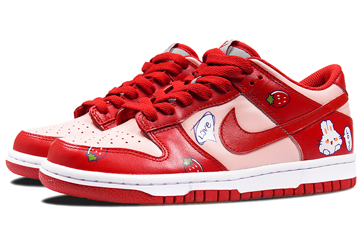 Details for [Kasut Custom] Nike Dunk Rendah 'Kelabu Sederhana Strawberry Bunny & Bear' CW1590-002(TeamP-女款草莓兔草莓熊粉红色)