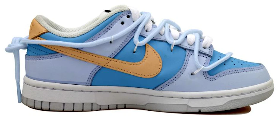 【訂製球鞋】Nike Dunk Low 牛奶盒子 雙X 線條 奶油 可愛 刺繡貼 低筒 板鞋 GS 藍色 Order 【訂製球鞋】Nike Dunk Low 牛奶盒子 雙X 線條 奶油 可愛 刺繡貼 低筒 板鞋 GS 藍色