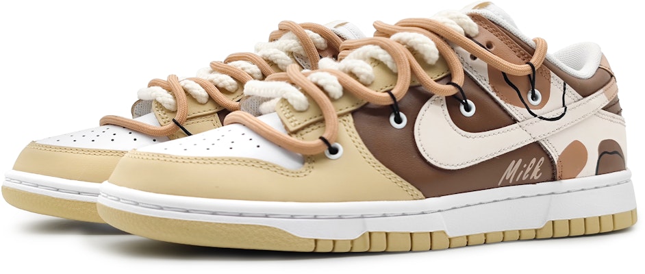 【訂製球鞋】Nike Dunk Low 奶油milk 高級復古 拼接色塊 解構雙鞋帶 莫蘭蒂色彩 防滑耐磨 低筒 板鞋 男款 黃棕 Lookbook 【訂製球鞋】Nike Dunk Low 奶油milk 高級復古 拼接色塊 解構雙鞋帶 莫蘭蒂色彩 防滑耐磨 低筒 板鞋 男款 黃棕
