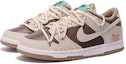 Lookbook 【客製化球鞋】 Nike Dunk Low 奶咖小熊 復古 解構雙鞋帶 百搭 低筒 板鞋 GS 米棕