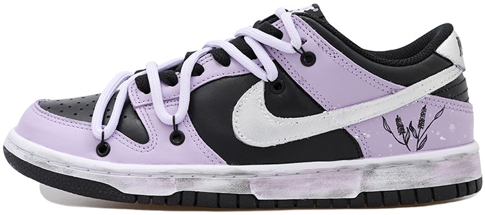 custom-shoes-nike-dunk-low-minimalist-lavender-distressed-silver-swoosh
