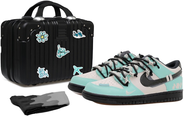 【訂製球鞋】Nike Dunk Low OKHR 荊棘釦子 薄荷綠 復古解構風 雙鉤 防滑耐磨 低筒 板鞋 GS 黑綠 Buy 【訂製球鞋】Nike Dunk Low OKHR 荊棘釦子 薄荷綠 復古解構風 雙鉤 防滑耐磨 低筒 板鞋 GS 黑綠