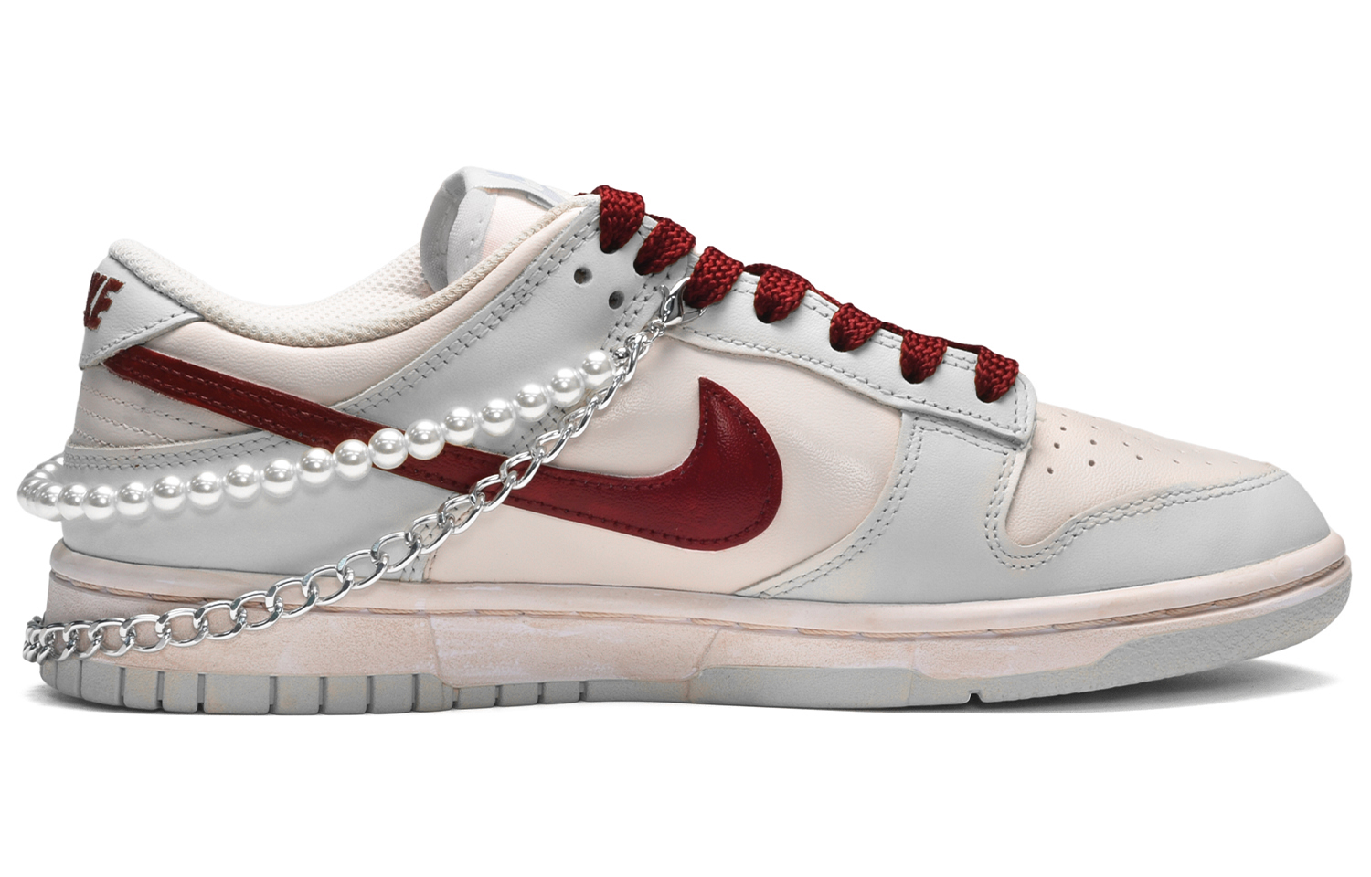 Order 나이키 덩크 로우 '민트 펄 디스트레스트' (59자) DV0831-101(TeamE-男款薄荷珍珠红白灰)