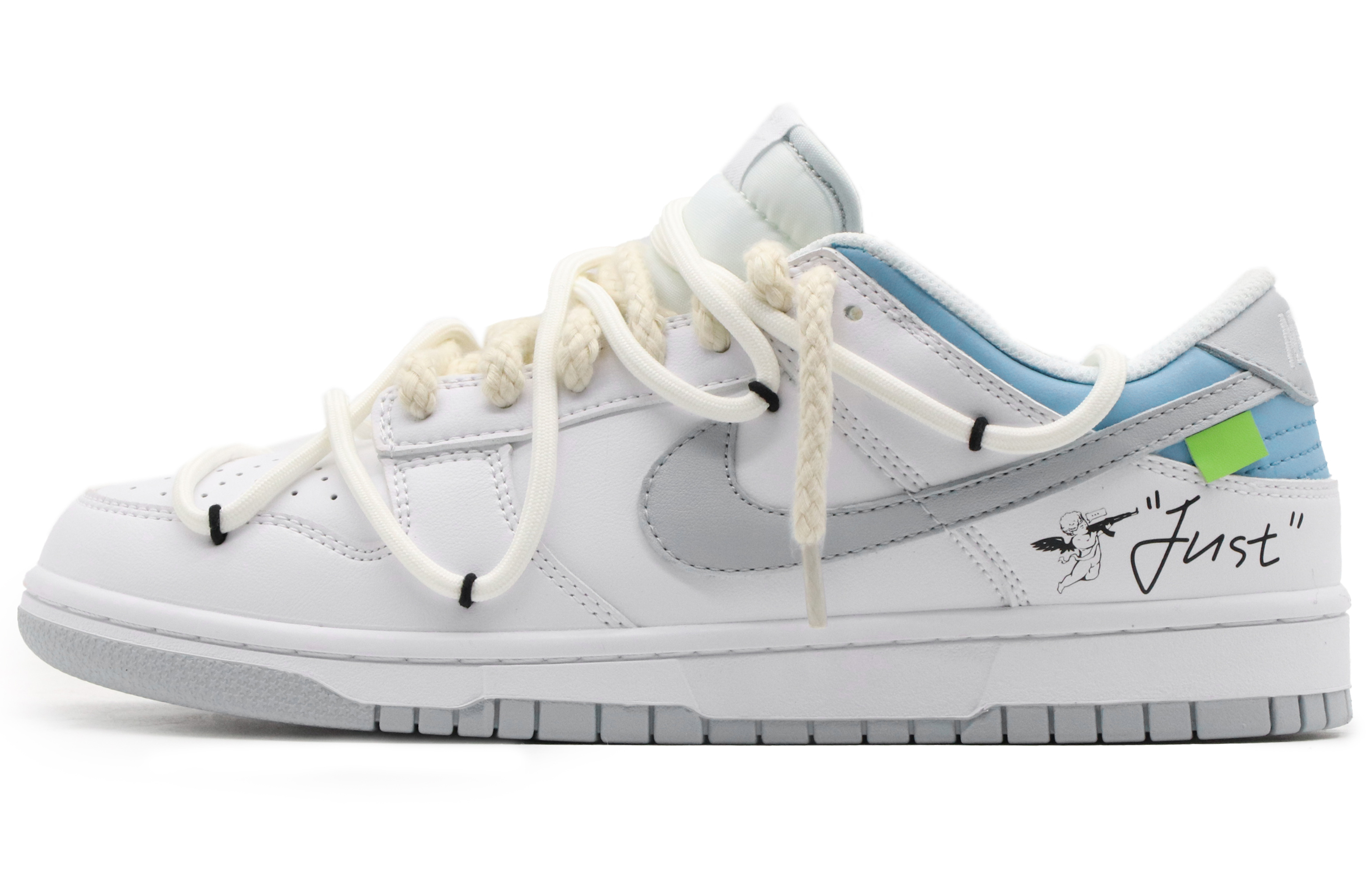 Buy 【定制球鞋】 Nike Dunk Low 薄荷一夏 戶外穿搭 高街風 復古做舊 麻繩解構 低幫 板鞋 男款 灰白藍