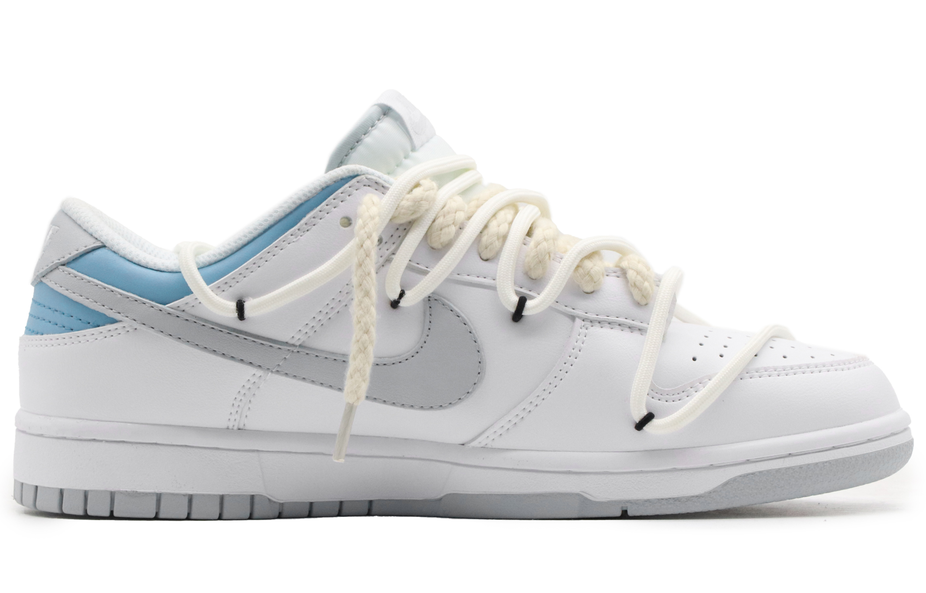 Order 【定制球鞋】 Nike Dunk Low 薄荷一夏 戶外穿搭 高街風 復古做舊 麻繩解構 低幫 板鞋 男款 灰白藍