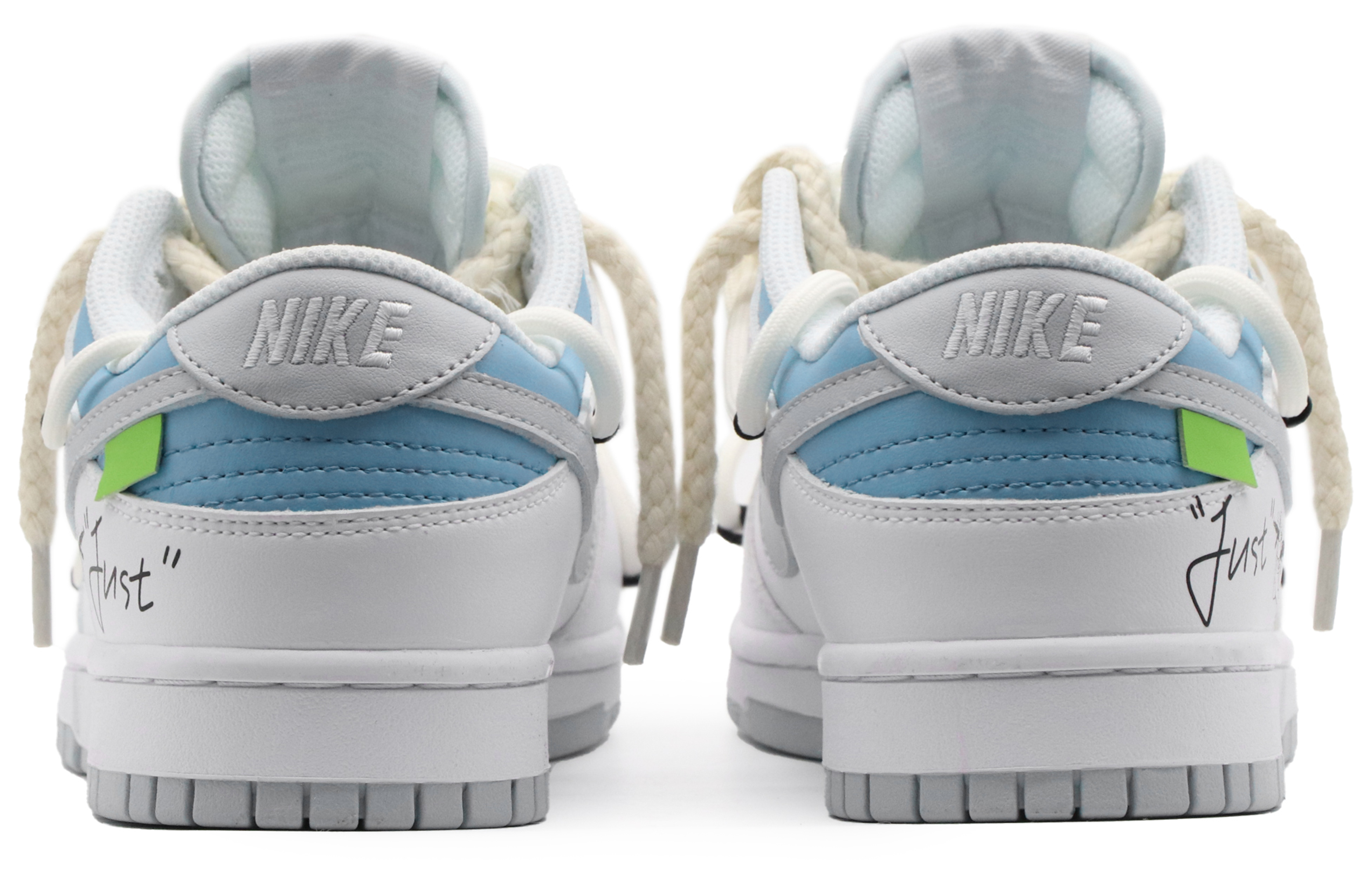 Shop 【定制球鞋】 Nike Dunk Low 薄荷一夏 戶外穿搭 高街風 復古做舊 麻繩解構 低幫 板鞋 男款 灰白藍