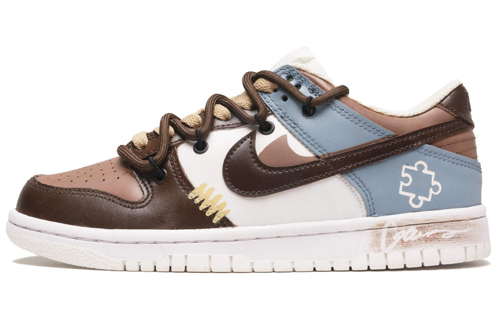 Buy 【訂製球鞋】 Nike Dunk Low 美拉德穿搭 復古拼圖 潮流休閒 解構鞋帶 舒適百搭 低筒 板鞋 GS 白藍棕
