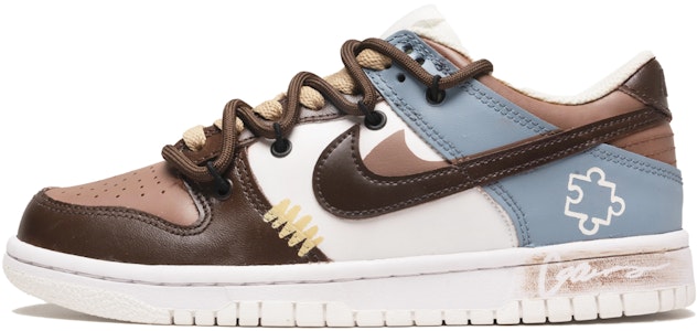 【訂製球鞋】 Nike Dunk Low 美拉德穿搭 復古拼圖 潮流休閒 解構鞋帶 舒適百搭 低筒 板鞋 GS 白藍棕 Buy 【訂製球鞋】 Nike Dunk Low 美拉德穿搭 復古拼圖 潮流休閒 解構鞋帶 舒適百搭 低筒 板鞋 GS 白藍棕