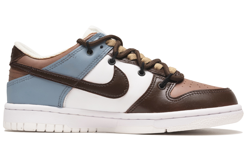 Order 【訂製球鞋】 Nike Dunk Low 美拉德穿搭 復古拼圖 潮流休閒 解構鞋帶 舒適百搭 低筒 板鞋 GS 白藍棕