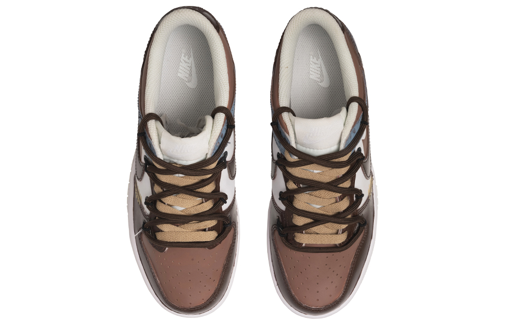 Shop 【訂製球鞋】 Nike Dunk Low 美拉德穿搭 復古拼圖 潮流休閒 解構鞋帶 舒適百搭 低筒 板鞋 GS 白藍棕