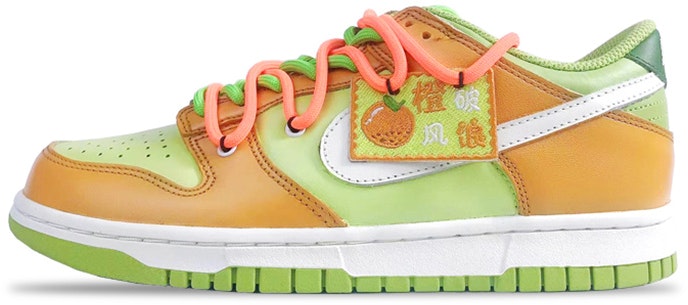 custom-shoes-nike-dunk-low-mismatched-orange-green