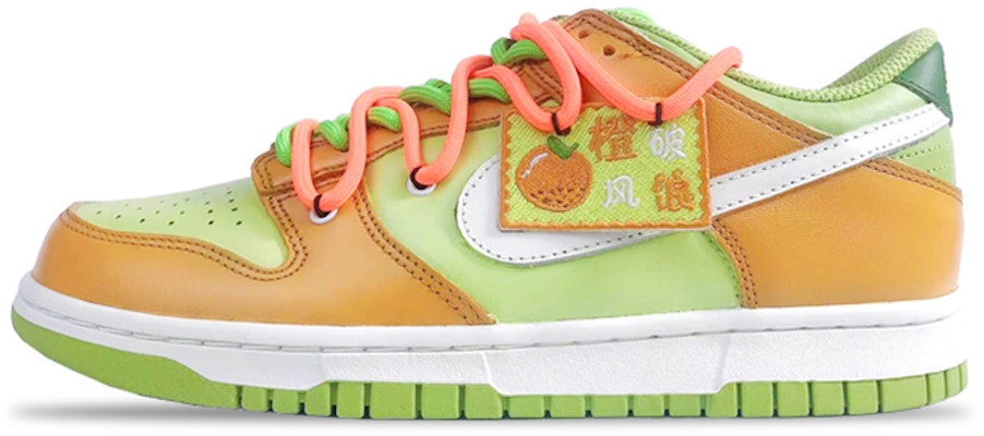 【客製化球鞋】 Nike Dunk Low 彩色拼接 復古 橙風破浪 橘子 布貼 解構鞋帶 噴繪 低筒 板鞋 GS 橙綠 Buy 【客製化球鞋】 Nike Dunk Low 彩色拼接 復古 橙風破浪 橘子 布貼 解構鞋帶 噴繪 低筒 板鞋 GS 橙綠